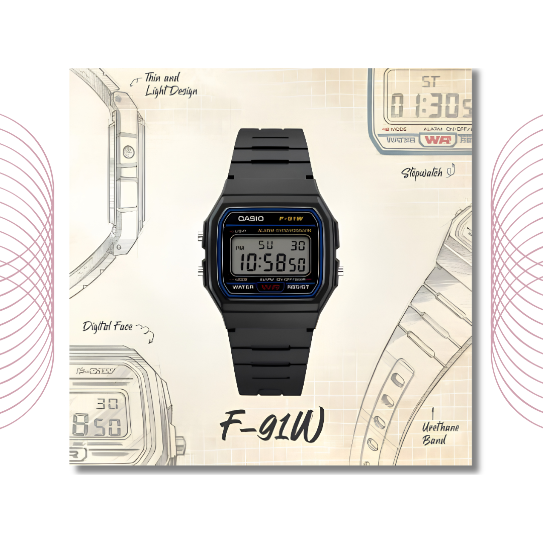 Casio F-91W-1DG Classic Digital Watch Black for Men & Women