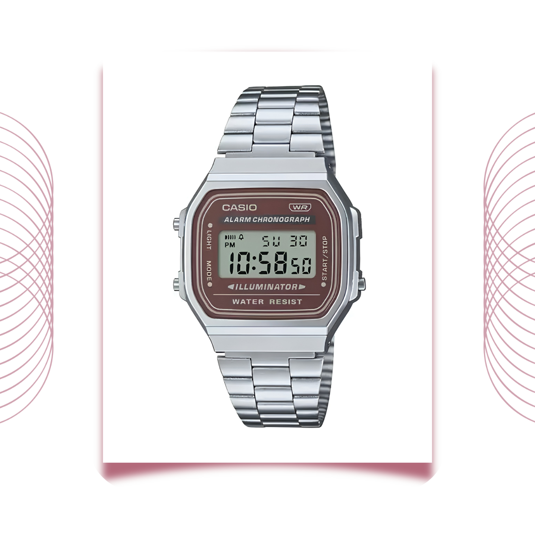 Casio A168WA-5AYDF Vintage Digital Stainless-Steel Watch for Men & Women