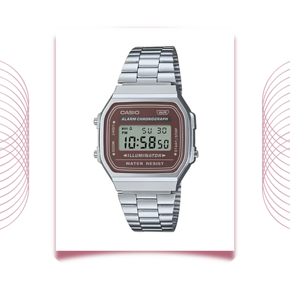 Casio A168WA-5AYDF Vintage Digital Stainless-Steel Watch for Men & Women