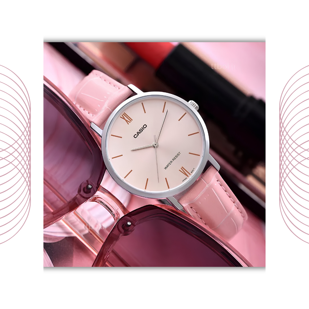Casio LTP-VT01L-4BUDF Women's Analog Leather Strap Watch Pink Dial