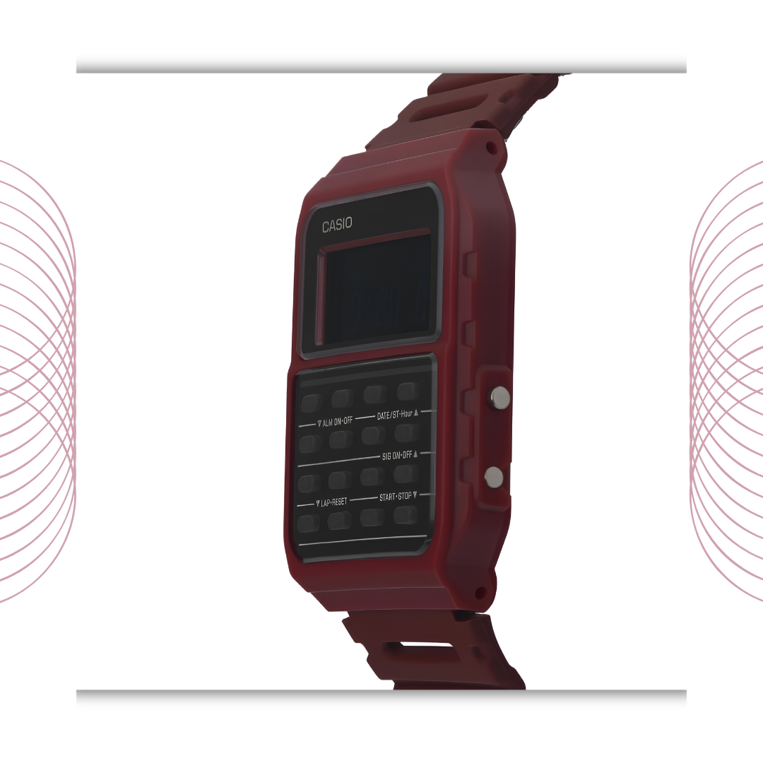 Casio CA-53WF-4BDF Calculator Digital Retro Watch Red for Men & Women