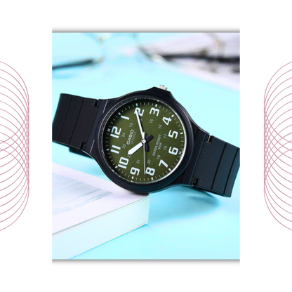 Casio MW-240-3BVDF Men's Analog Casual Watch Green Dial