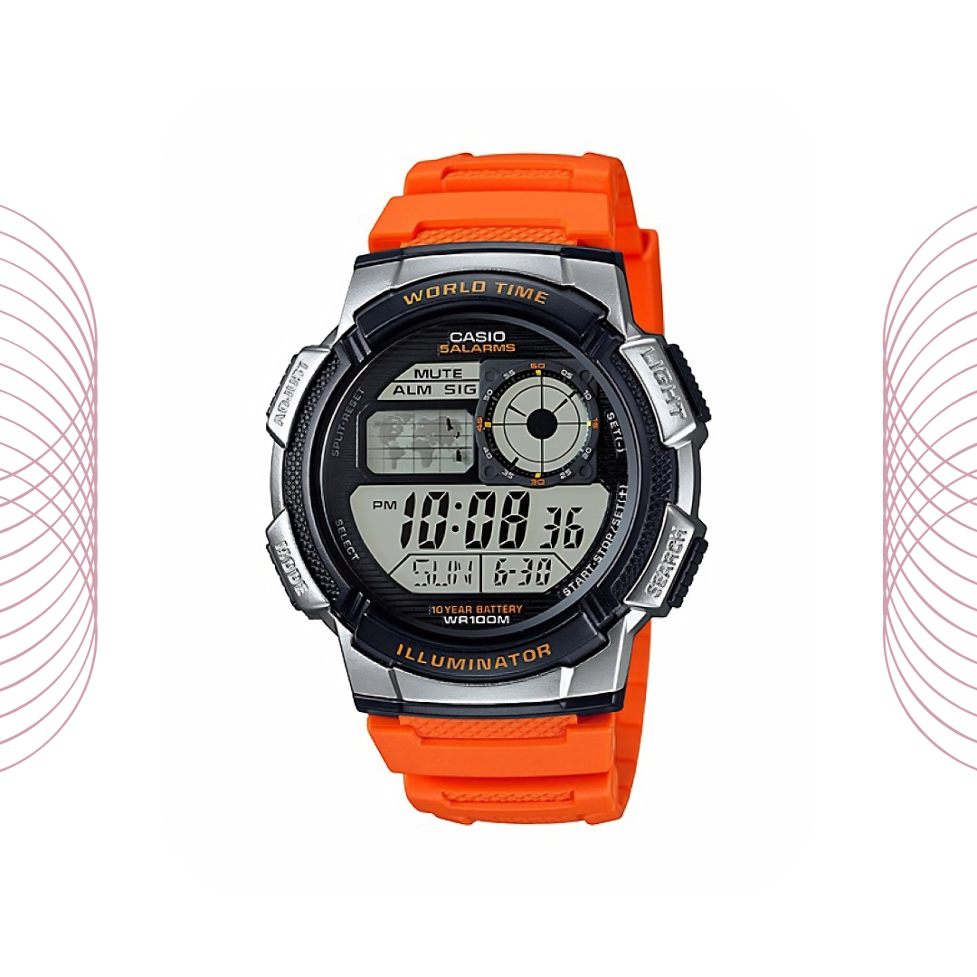 Casio AE-100W-4BVDF World Time Digital Watch Qatar | Buy Online