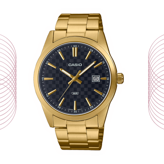 Casio MTP-VD03G-1AUDF Men's Gold Tone Stainless Steel Watch Black Dial