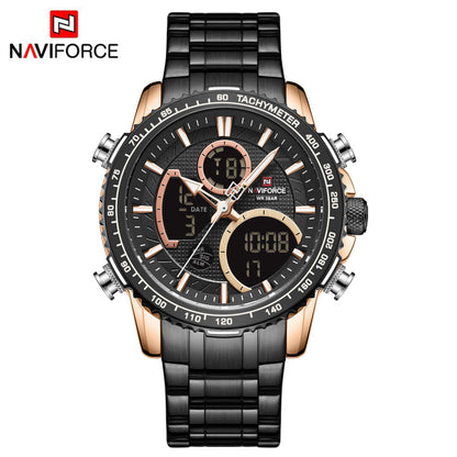NAVIFORCE NF9182 Men's Analog-Digital Quartz Watch | Stainless Steel Strap | Multi-Function | 3ATM Water Resistant