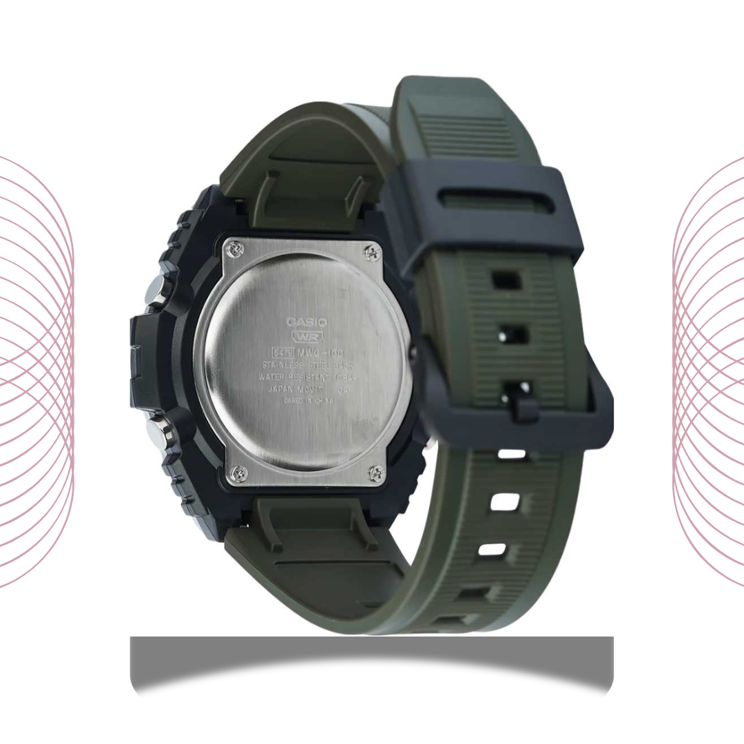Casio MWQ-100-3AVDF Men's Analog Digital Sports Watch Green Dial
