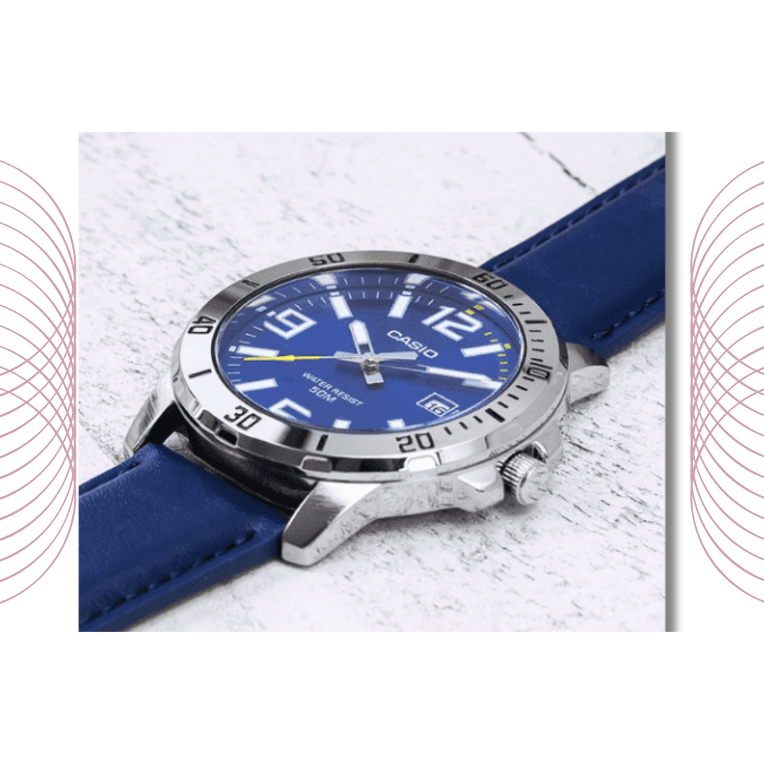 Casio MTP-VD01L-2BVUDF Men's Analog Leather Strap Watch Blue Dial