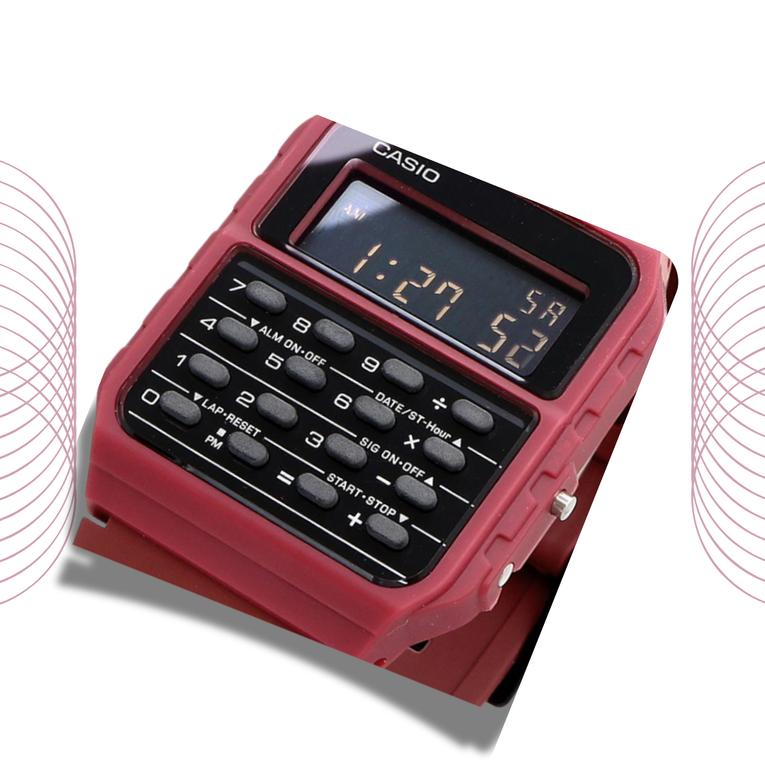 Casio CA-53WF-4BDF Calculator Digital Retro Watch Red for Men & Women