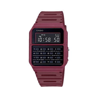 Casio CA-53WF-4BDF Calculator Digital Retro Watch Red for Men & Women
