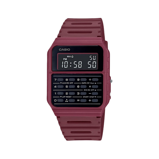 Casio CA-53WF-4BDF Calculator Digital Retro Watch Red for Men & Women