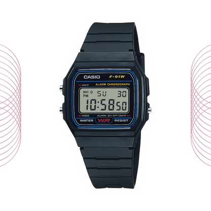 Casio F-91W-1DG Classic Digital Watch Black for Men & Women