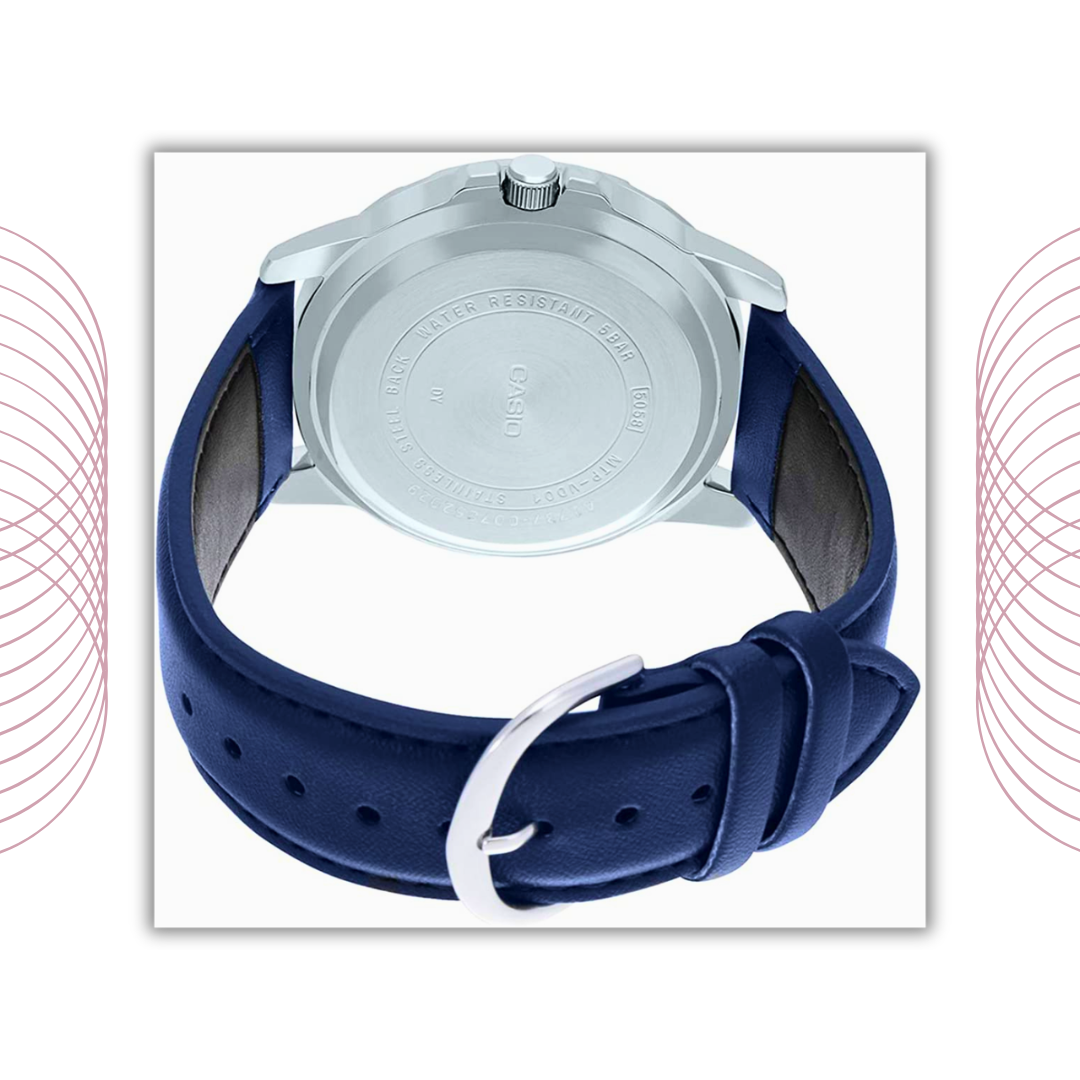 Casio MTP-VD01L-2BVUDF Men's Analog Leather Strap Watch Blue Dial