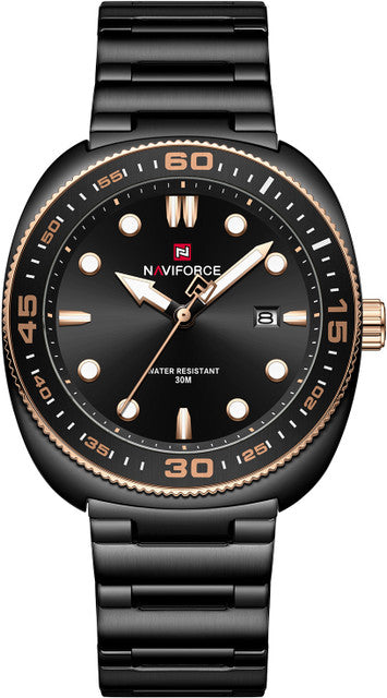 NAVIFORCE NF9250 Men's Quartz Calendar Watch | Stainless Steel Strap | Date Display | 3ATM Water Resistant