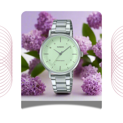 Casio LTP-VT03D-3BDF Women's Analog Stainless Steel Watch Green Dial