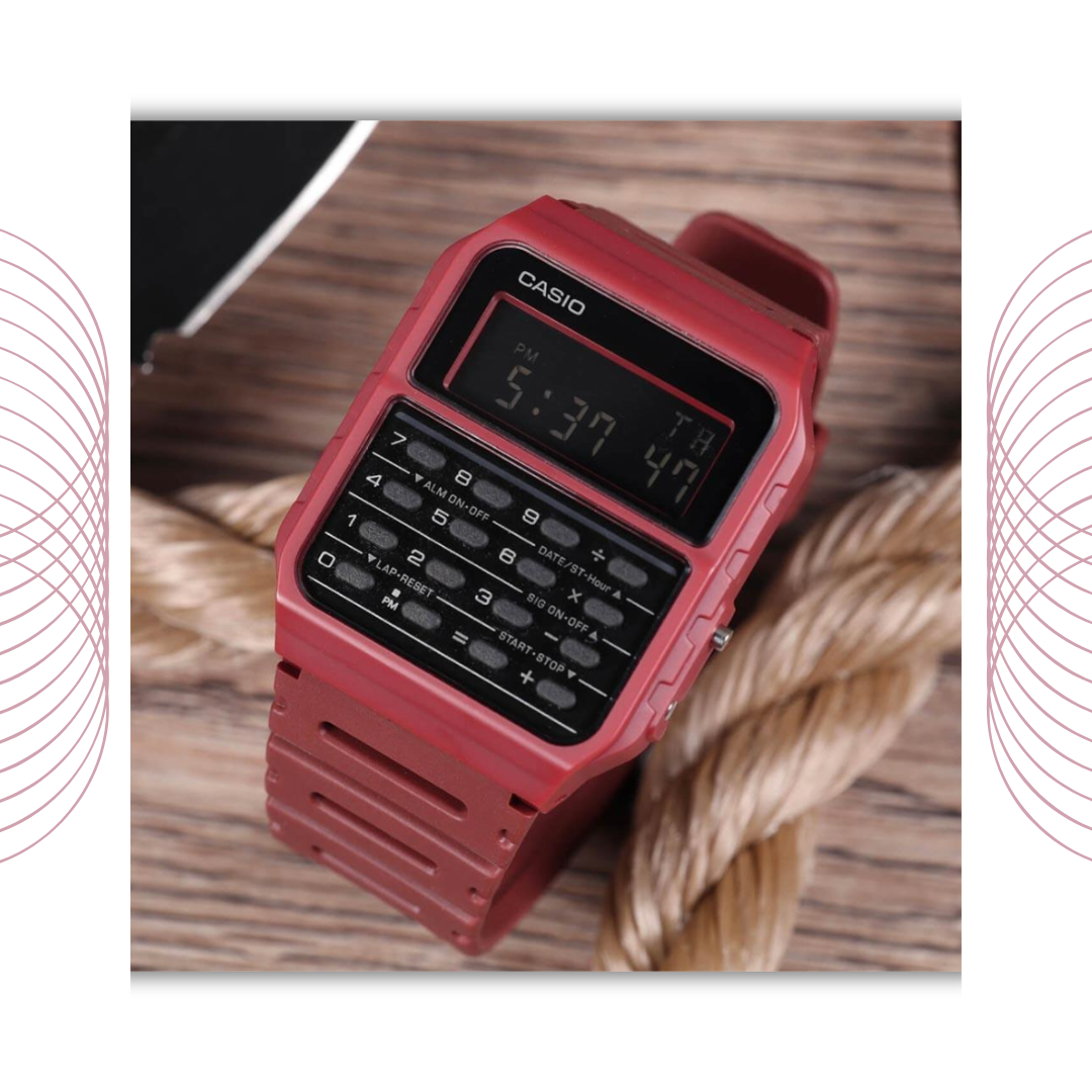 Casio CA-53WF-4BDF Calculator Digital Retro Watch Red for Men & Women