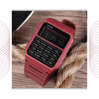Casio CA-53WF-4BDF Calculator Digital Retro Watch Red for Men & Women