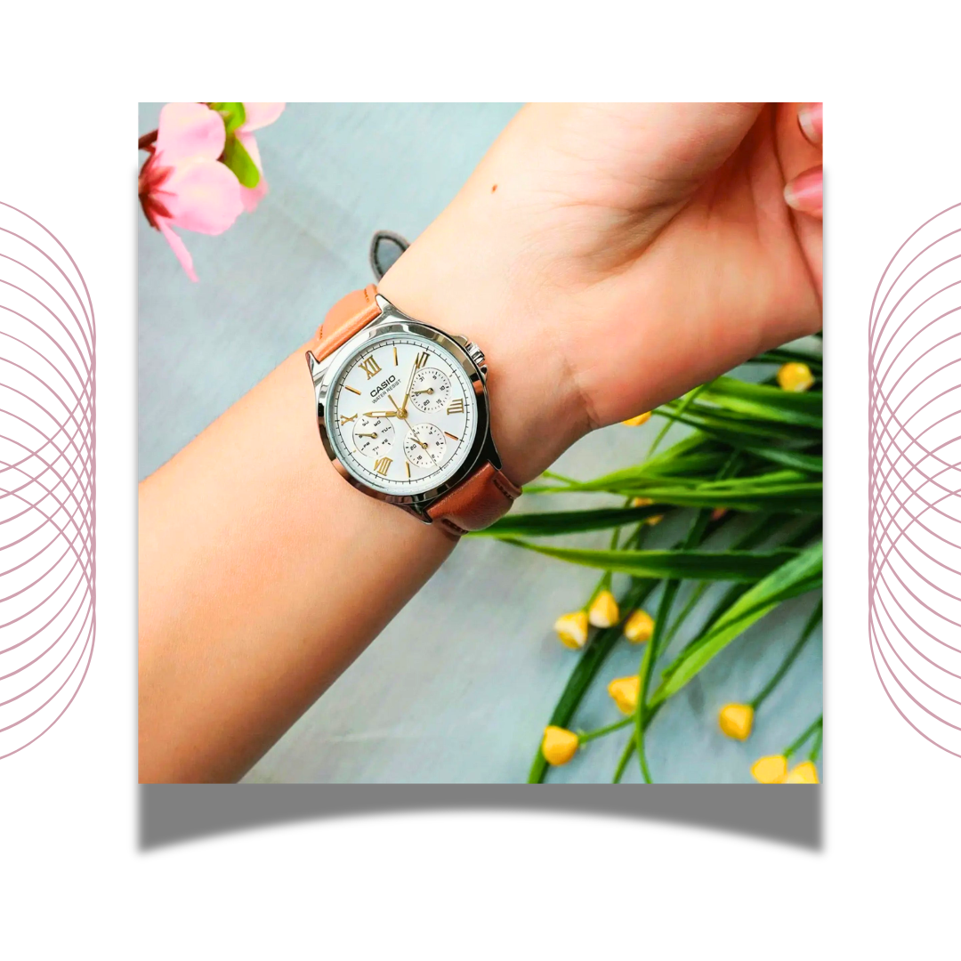 Casio LTP-V300L-7A2UDF Women's Multi Dial Analog Leather Strap Watch