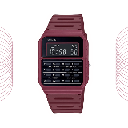 Casio CA-53WF-4BDF Calculator Digital Retro Watch Red for Men & Women