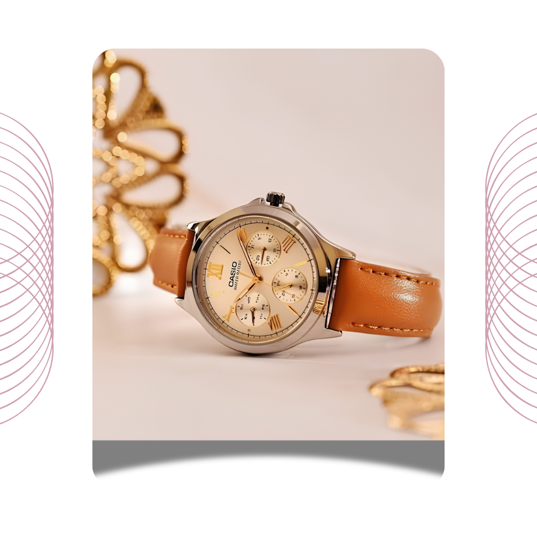 Casio LTP-V300L-7A2UDF Women's Multi Dial Analog Leather Strap Watch