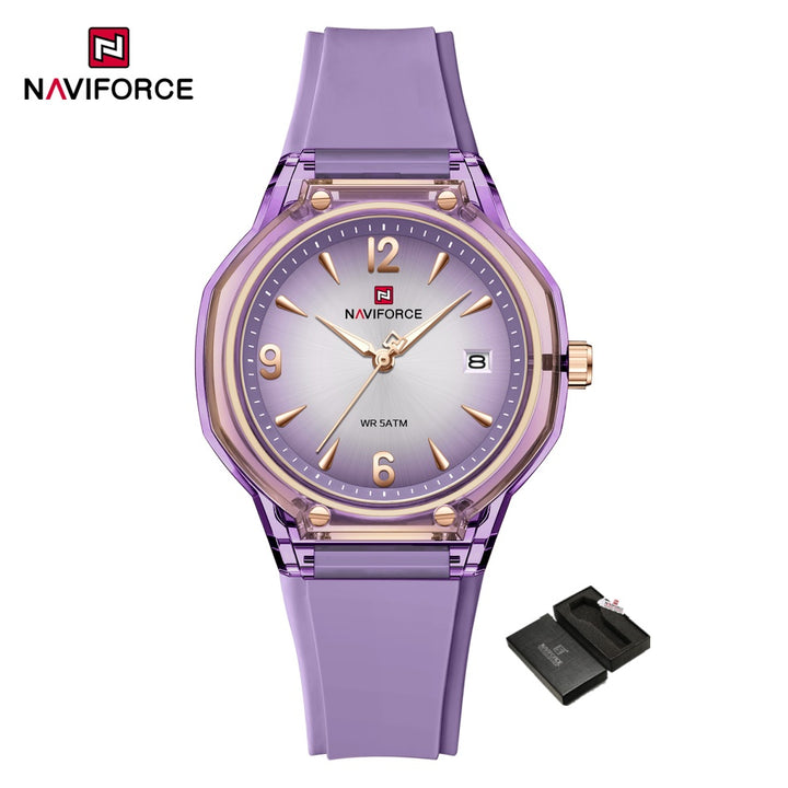NAVIFORCE NF6110 Women's Quartz Watch | Date Display | Silicone Strap | 5ATM Water Resistant
