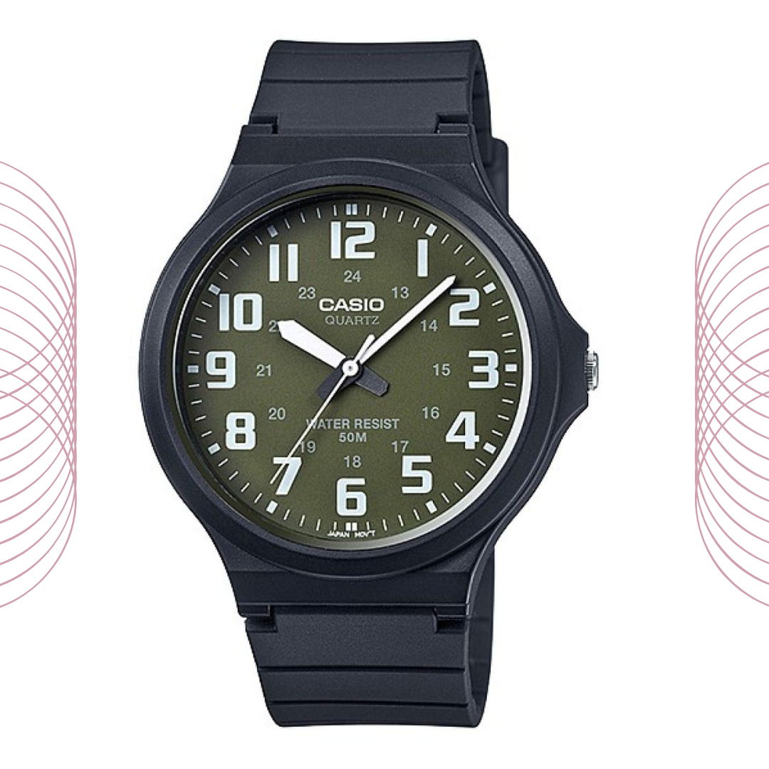 Casio MW-240-3BVDF Men's Analog Casual Watch Green Dial