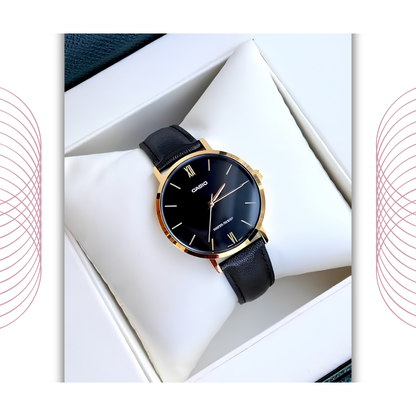 Casio LTP-VT01GL-1BUDF Women's Analog Gold Tone Mesh Watch Black Dial