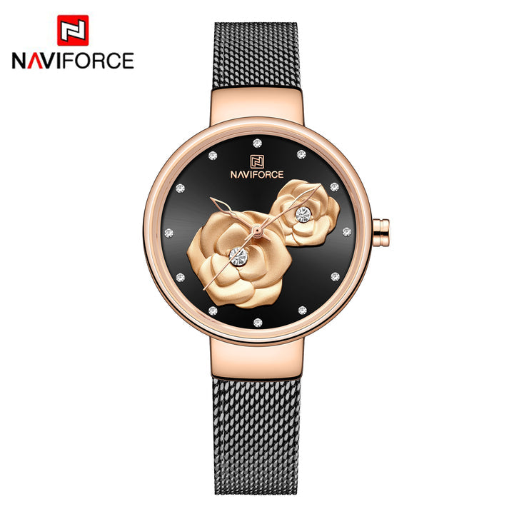 NAVIFORCE NF5013 Women's Quartz Watch | Stainless Steel Strap | Crystal Dial | 3ATM Water Resistant