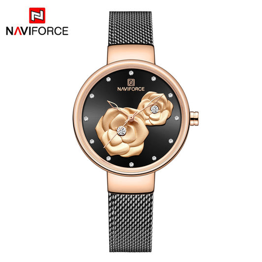 NAVIFORCE NF5013 Women's Quartz Watch | Stainless Steel Strap | Crystal Dial | 3ATM Water Resistant