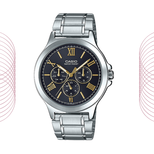 Casio MTP-V300D-1A2UDF Men's Multi Dial Stainless Steel Watch Black Dial