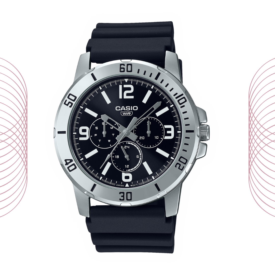 Casio MTP-VD300-1BUDF Men's Multi Dial Stainless Steel Watch Black Dial