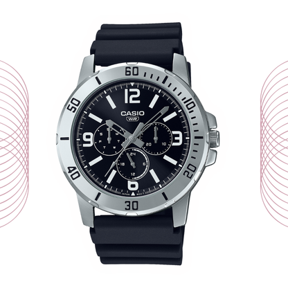 Casio MTP-VD300-1BUDF Men's Multi Dial Stainless Steel Watch Black Dial