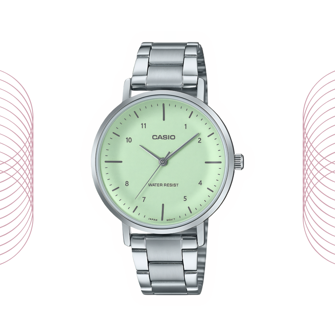 Casio LTP-VT03D-3BDF Women's Analog Stainless Steel Watch Green Dial