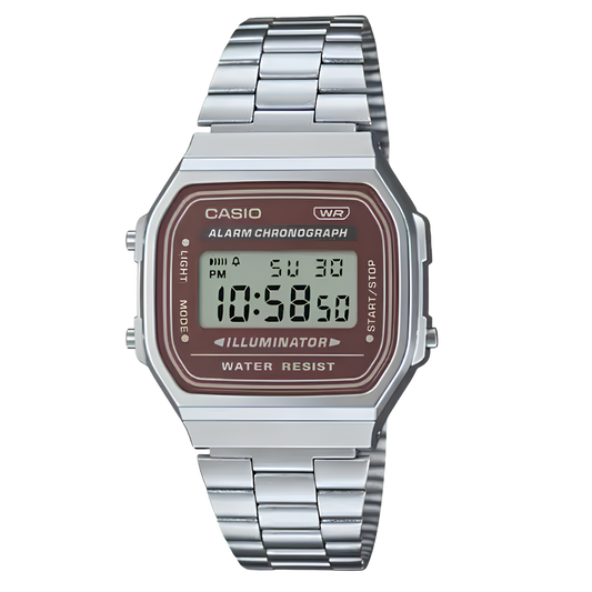 Casio A168WA-5AYDF Vintage Digital Stainless-Steel Watch for Men & Women