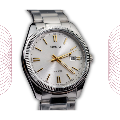 Casio MTP-1302D-7A2VDF Men's Analog Stainless Steel Watch White Dial