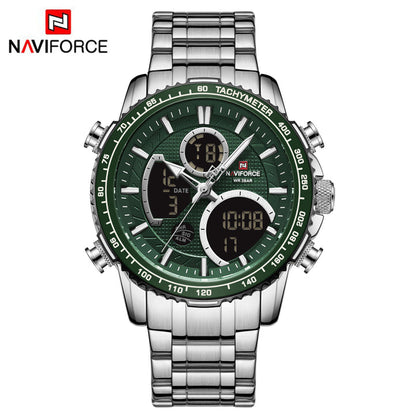 NAVIFORCE NF9182 Men's Analog-Digital Quartz Watch | Stainless Steel Strap | Multi-Function | 3ATM Water Resistant