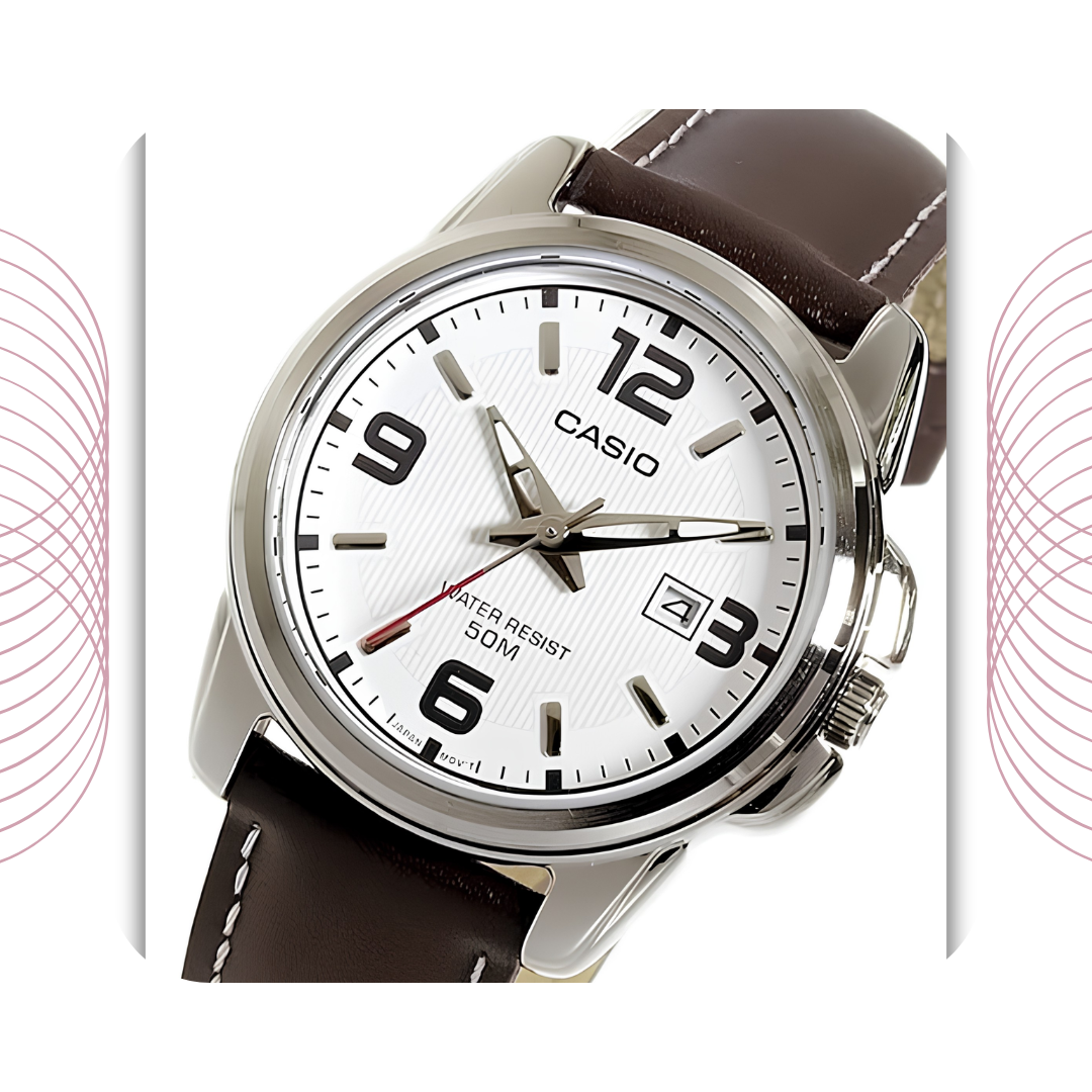 Casio LTP-1314L-7AVDF Women's Analog Leather Strap Watch White Dial