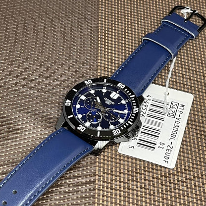 Casio MTP-VD300BL-2EUDF Men's Multi Dial Leather Strap Watch Blue Dial